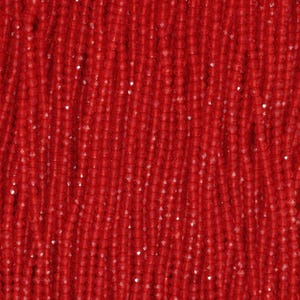 Round Faceted Glass Beads 2mm - Crimson Red