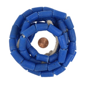 30 Inch Strand 11-12mm African Glass Krobo Beads- Blue(GAF100320)