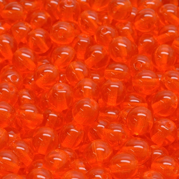21 Pcs 6mm Czech Round Druck Glass Beads -Crystal Orange(CH6106123)