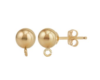 14k Gold Filled Ball Post Earrings with Ring - 5mm (Pair)
