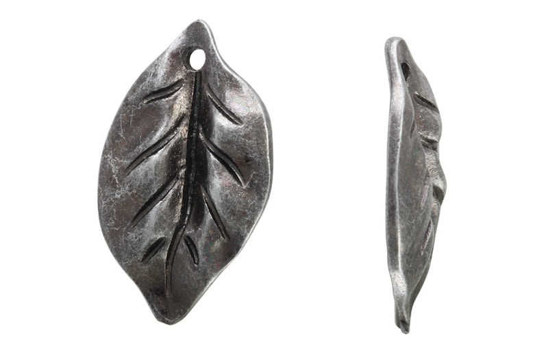 10 Pcs 14x25 mm Zinc Alloy Pewter Color Cherry Leaf Charms PUT6001035