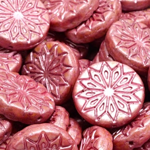 7 Pcs 18mm Origami Flower Pressed Czech Glass Beads - Dusty Rose(CH7108104)