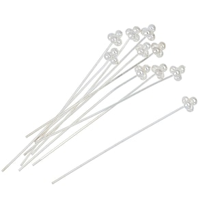10 Stück Beutel mit 24g 1,3 IN Silber 4 Kugel Kopfstifte (SS4003333)