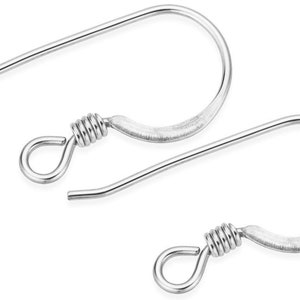 Sterling Silver Flat Earwires W/ Coil (SS4001427) Priced Per 2 Pairs