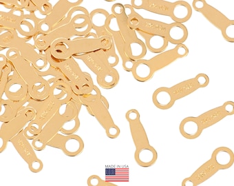 Etiquetas finas de alta calidad, chapadas en oro de 14 quilates, 2 x 8 mm - 10 unidades (GF400QT)