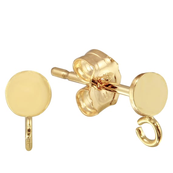 14k Gold Filled 4mm Disc Earring Posts w/Ring - 1 Pair (GF4001642)