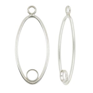 1 Pair Bag of 20x10 mm Sterling Silver Oval Drops With 3 mm Bezel (SS4001336)