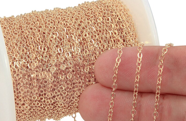 GF1617F Price Per Foot 1 FT 2x2.5 mm 14K Gold Filled Flat Cable Chain 0.35 mm Thickness