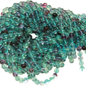 15 IN Strand 8 mm Fluorite Rare Teal Color Round Smooth Gemstone Beads (FLP100115)