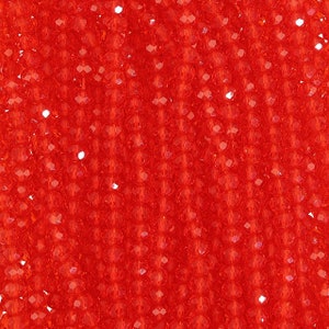 4mm Rondelle Faceted Glass Beads - Scarlet Red(GLR400142)