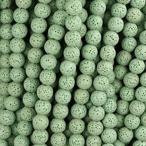 15 In Strand of 8MM Dyed Lava Rock Round Beads Light Green(LV100810)