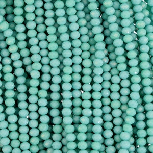 4mm Rondelle Faceted Glass Beads - Teal Blue(GLR400136)
