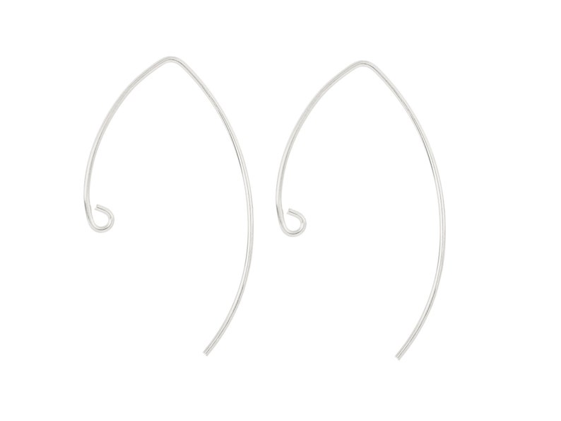 May include: A pair of silver-toned earring hooks, each with a curved wire and a small loop at the top.