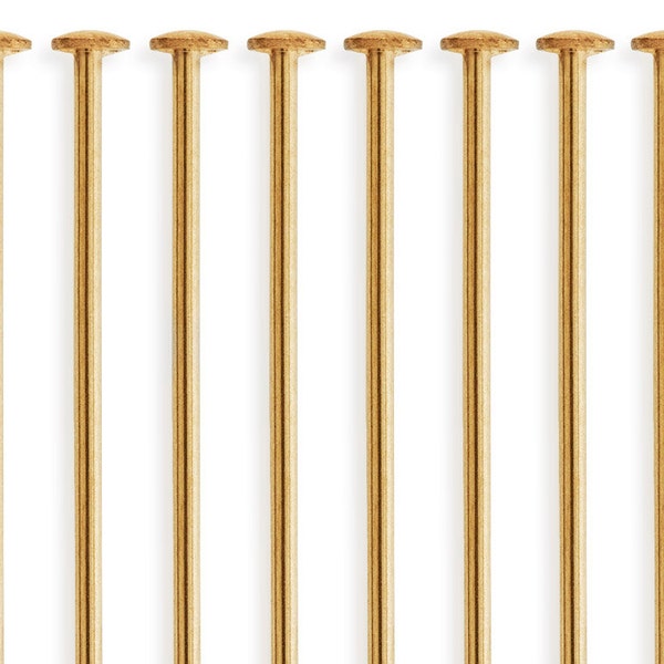 10 Pc 2 Inch 24 Gauge 14k Gold Filled Head Pins (GF24G20H10)