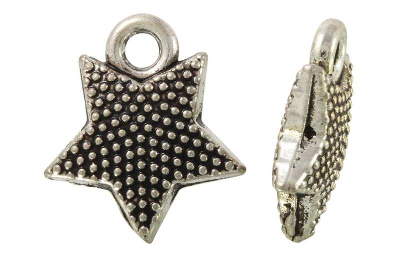 PUT6001125 12 Pcs 15x17 mm Zinc Alloy Dotted Star Charms