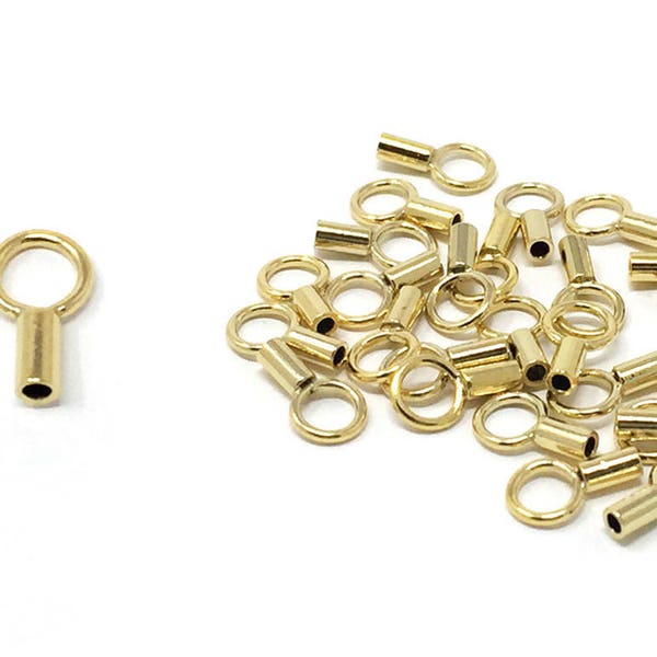 5 Pcs Bag of 1 mm ID 14K Gold Filled Crimp End Caps With Ring (GF4005110)