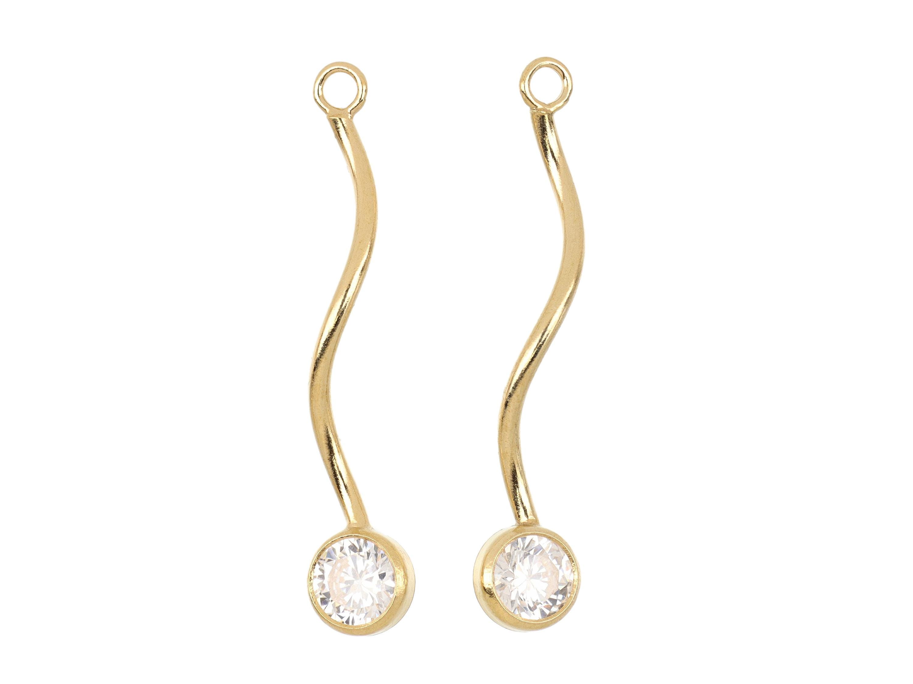 1 Pair Bag of 17.5 mm 14k Gold Filled Spiral Tube Drops With 4 mm CZ (GF4003105)