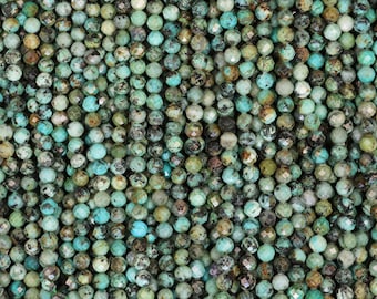 Natural Round Faceted Beads 4mm 15 IN Strand-African Turquoise