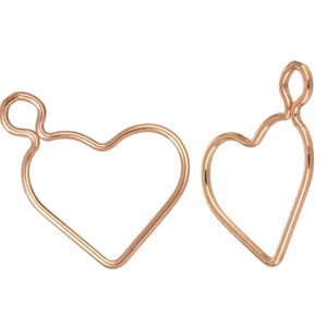 2 Pcs Bag of 15.5 mm 14K Rose Gold Filled Wire Heart Charm (RGFP100106)