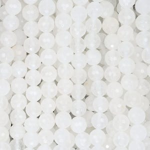 15 IN 8 MM White Agate Faceted Round Beads