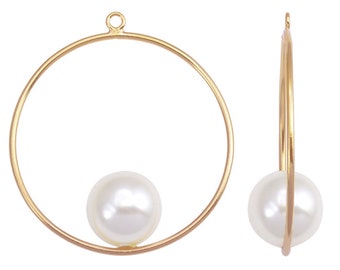 1 Pair Bag of 25 mm 14k Gold Filled Round Drop With 8 mm Swarovski Crystal Pearl (GF4003168)