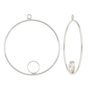 1 Pair Bag of 30 mm Sterling Silver Round Drops With 6 mm Bezel (SS4001321)