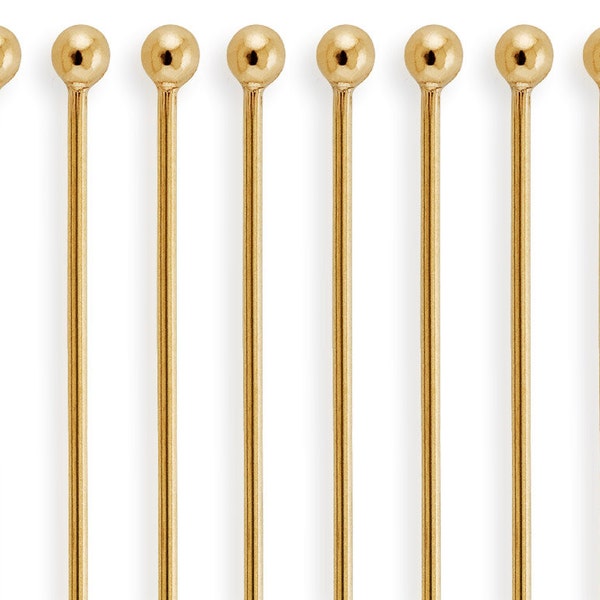 10 Pc 2 Inch 24 Gauge 14K Gold Filled Ball Head Pins (GF4003313)