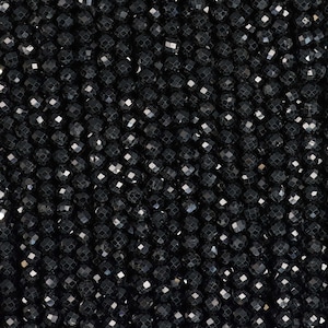 Black Tourmaline Round Faceted Beads 4mm