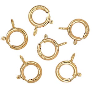 Fermagli ad anello a molla riempiti in oro 14K da 6 mm, 5 pezzi, con anello chiuso (GF4002606)