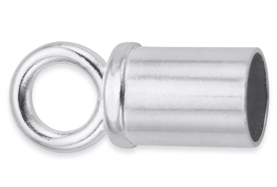 10 pcs Sterling Silver Tube End Cap W// Ring 1.5mm 2mm 3mm or 4mm ID