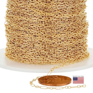 Cadena larga y corta de oro de 14 quilates, 4,9 x 1,6 mm (GF143), precio por pie.