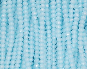 Perle di vetro sfaccettato Rondelle 3 mm - Blu cielo satinato