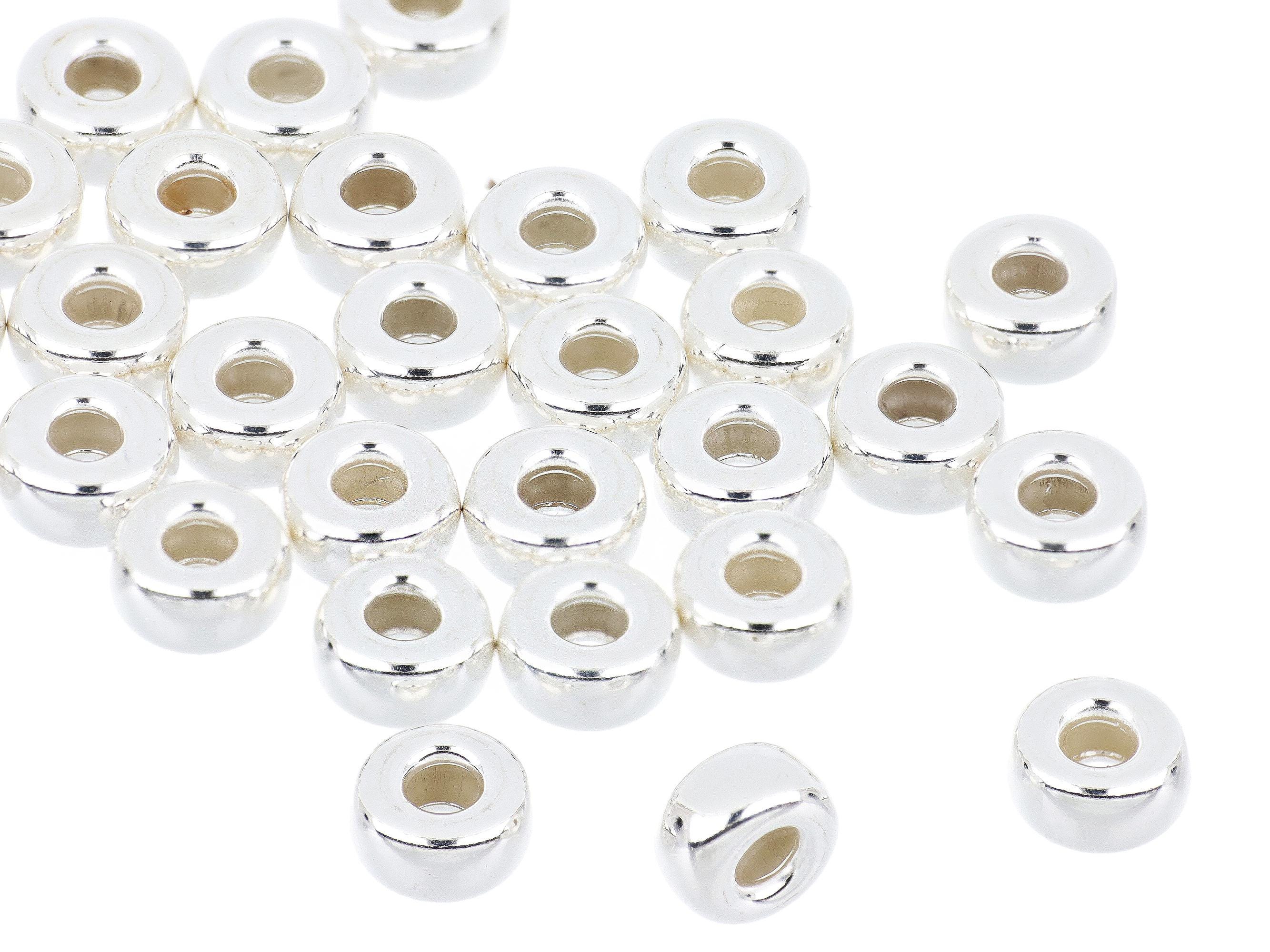 2 Pcs 6.3x3.1 mm Sterling Silver Rondelle Donut Spacer Beads (SS5205003)