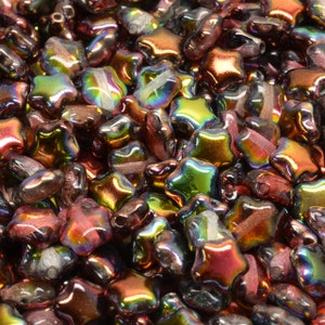 22 Pcs 6mm Flat Star Pressed Czech Glass Beads -Iridescent Hot Pink(CH7500106)