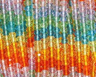 Rondelle Faceted Glass Beads 4mm – Rainbow Mix (GLR400183)