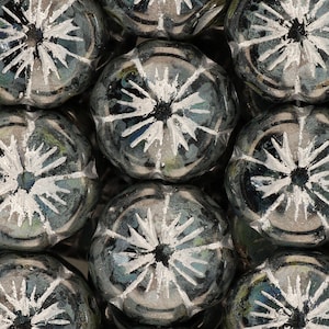 5-Petal Hibiscus Flower Czech Glass Beads 14mm 9 Pcs- Black & Gray Silver Wash (CH7101126)