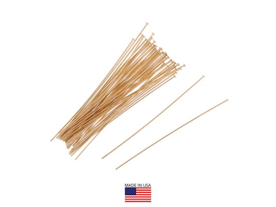 10 Pc 1.5 Inch 26 Gauge 14k Gold Filled Head Pins  (GF26G15H10)