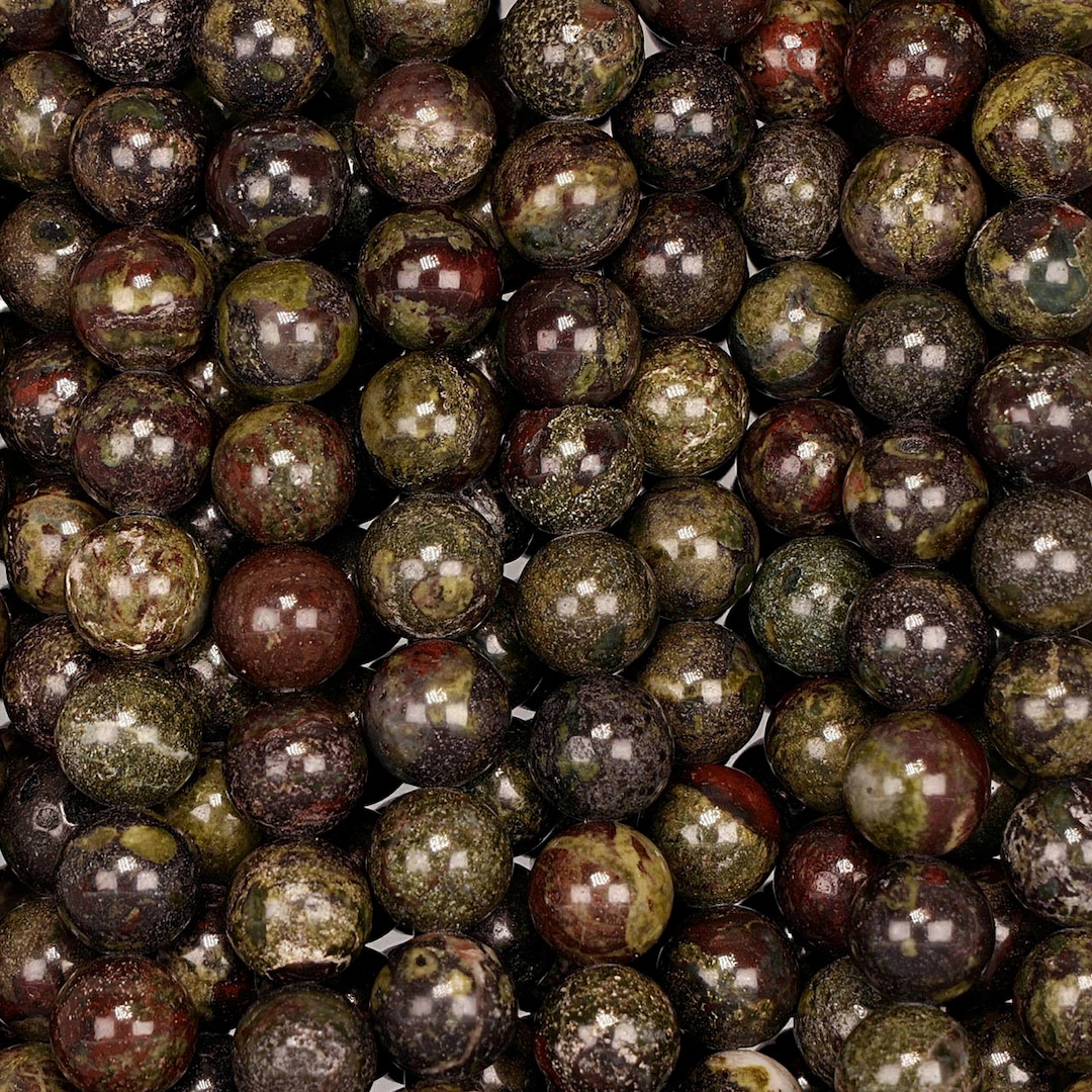 15 in Strand of 8 Mm Dragon Blood Jasper Round Smooth Beads