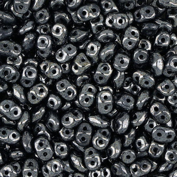 2.5x5 MM Superduo™ Czech Glass Beads- Jet Hematite(CH1100064)