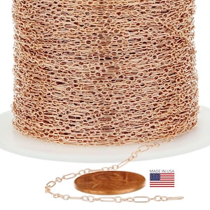 14K Rose Gold Filled Chain: Long and Short Links, Price Per Foot image 1