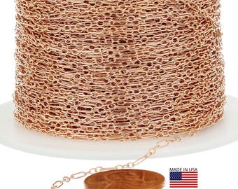 14K Rose Gold Filled Chain: Long and Short Links, Price Per Foot