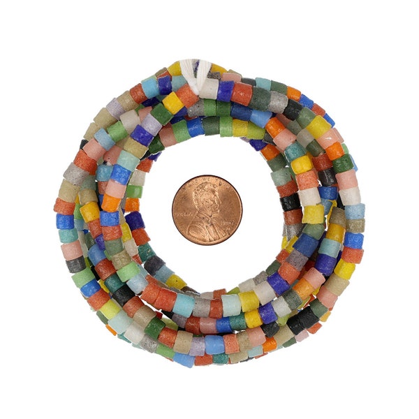 15 Inch Strand 4-5mm African Glass Krobo Beads- Multicolor(GAF100301)