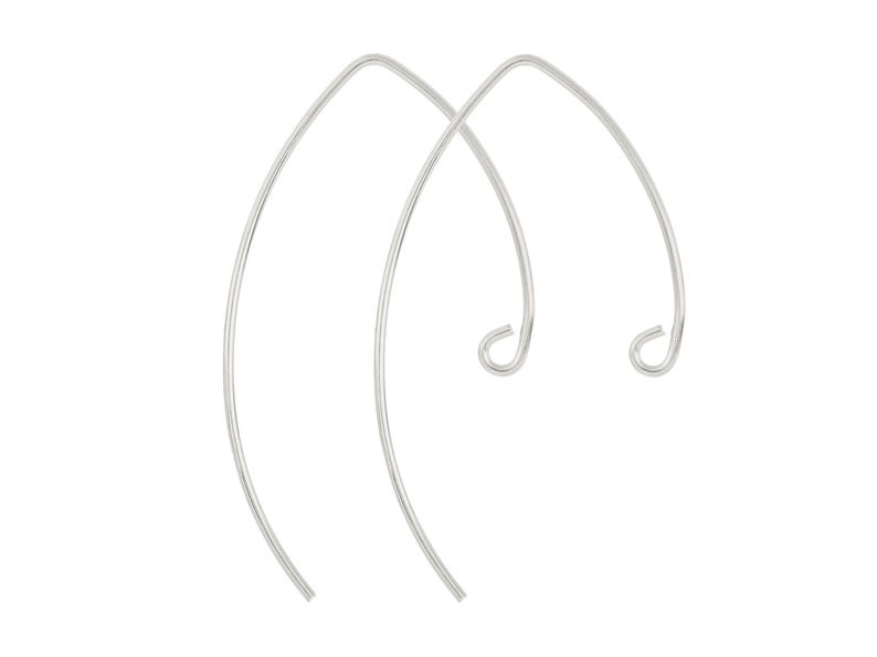 May include: A pair of silver-toned hoop earrings with a curved, open design.