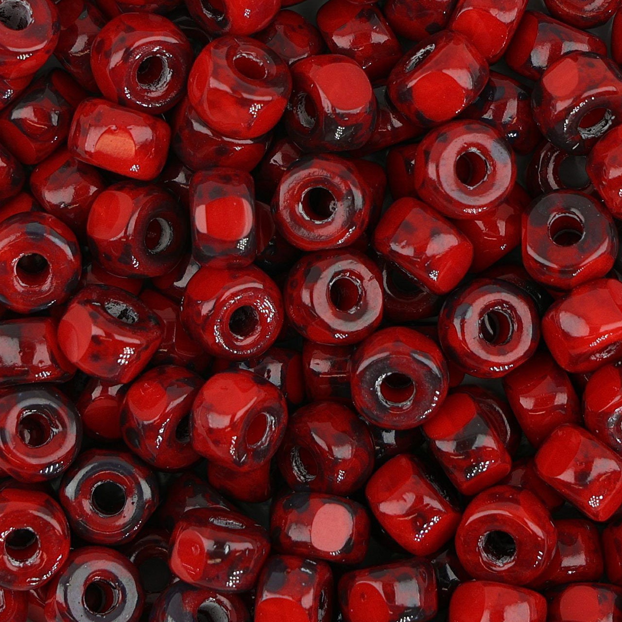 2-Hole GEMDUO 8x5mm Czech Glass Beads OPAQUE LT RED REMBRANDT (2.5 tube)