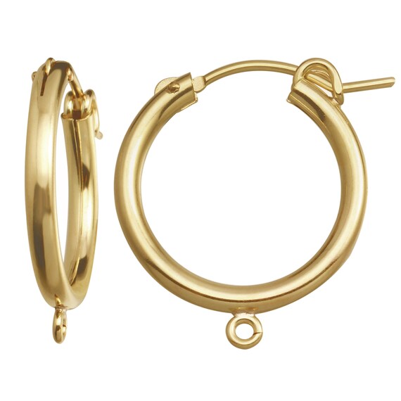 14k Gold Filled 19mm Eurowire Hoop Earrings W/ring-1 Pair