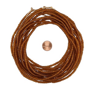24 Inch Strand 3-5mm African Glass Seed Beads- Frosted Honey(GAF100331)