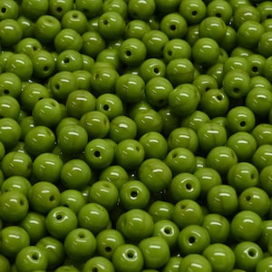32 Pcs 4mm Czech Round Druck Glass Beads -Pea Green(CH6104130)