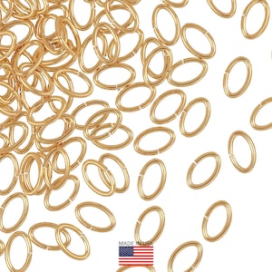 Anillos de salto ovalados abiertos rellenos de oro de 14 quilates, calibre 20, 4,1 x 6,4 mm, 10 unidades (GF4003005)