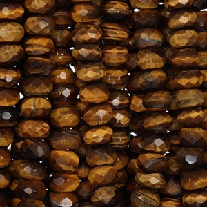 15 IN Strand 8 mm Tiger Eye Rondelle Faceted Gemstone Beads (TGERLF0008)