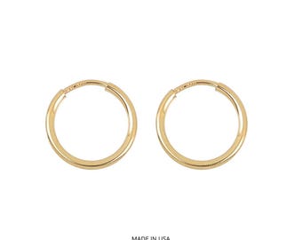 14k Gold Filled Endless Hoop Earrings 12mm-1 Pair